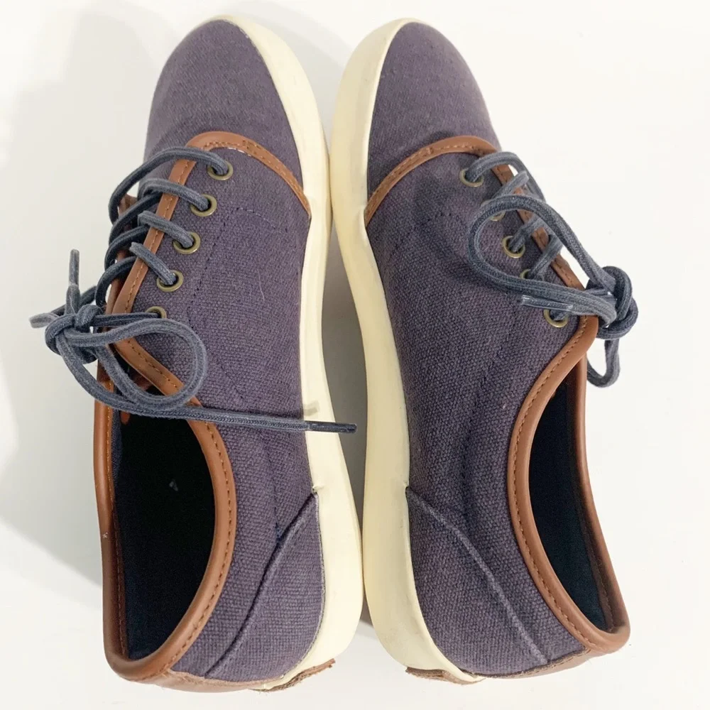 Polo Ralph Lauren Navy Ethan Canvas Sneakers Leather Trim Preppy Low Top Shoes
